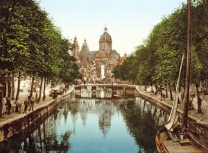 Vue vers Sint-Nicolaasbasiliek, Amsterdam, pub. c.1900