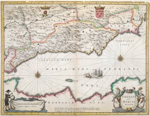 Une carte du XVIIe siècle des régions de Grenade et de Murcie, en Espagne - Dutch School