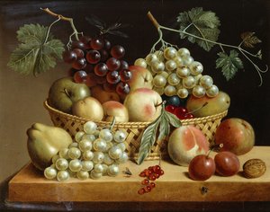 Un Panier de Raisins, Pommes, Pêches et autres Fruits sur un Rebord, 1833 - Dutch School