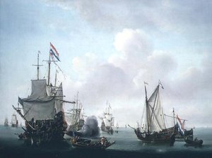 Une scène de navigation - Dutch School