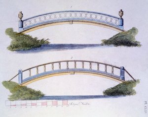 Designs de ponts du Magazine of Garden Gems par G. van Laar, publié en 1802