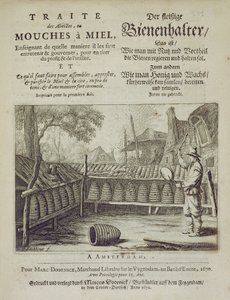 Couverture de Traité des Abeilles, ou Mouches à Miel... imprimé en français et en allemand, gravé par G.V.Eckhout, Amsterdam 1670 - Dutch School