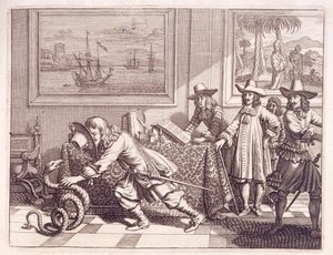 Affrontement avec un cobra qui a envahi les chambres des officiers néerlandais, 1672
