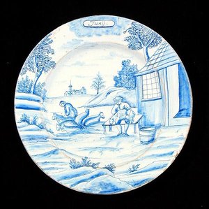 Assiette de Delft représentant le mois de juin
