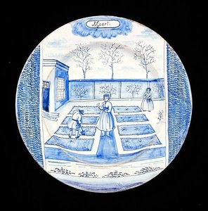 Assiette en faïence de Delft représentant le mois de mars