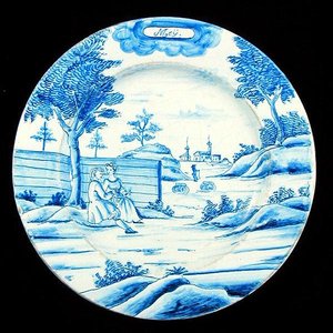 Assiette en faïence de Delft représentant le mois de mai