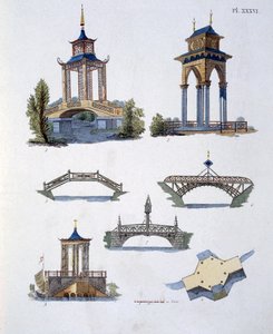 Décorations de jardin, du Magazine of Garden Gems par G. van Laar, publié en 1802