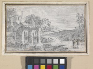 Paysage italianisant avec ruines - Dutch School