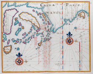 Carte montrant une partie de la côte de Chine, et des îles