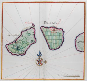 Carte montrant deux des îles Banda - Dutch School