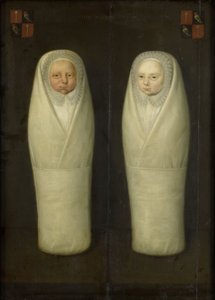 Portrait de jumeaux emmaillotés : les enfants décédés prématurément de Jacob de Graeff et Aeltge Boelens, vers 1617