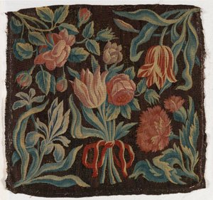 Housse de coussin en tapisserie représentant des tulipes