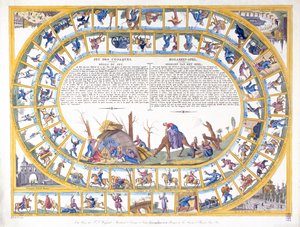 Le Jeu des Cosaques avec des illustrations de différents types de soldats russes, vers 1815-16