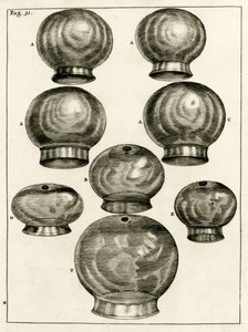 Divers verres à ventouses, de Exercitationes Practicae circa Medendi Methodum par Frederik Dekkers, 1694