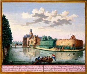Vue de la maison Marquette, Kennemerland, de Het Zeganpralent Kennemerlant par Hendrick de Leth et Matthias Brouerius Van Nidek, publié vers 1700-30