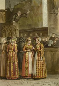 Femmes en costume traditionnel frison, Pays-Bas, XVe siècle - Dutch School