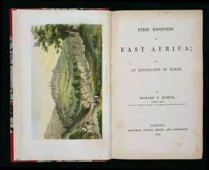 Harar depuis le ruisseau de café, tiré de First Footsteps in East Africa: An Exploration of Harar, par Richard F. Burton (1821-90), gravé par M & N Hanhart