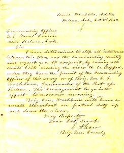 Lettre de E. A. Carr, Helena, Arkansas, au commandant des forces navales américaines près de Helena, Arkansas, 2 octobre 1862 - E.A. Carr