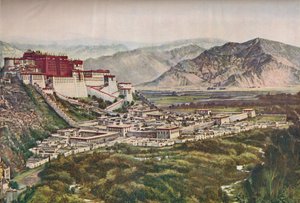 Falaises renfrognées du palais aux murs rouges de Lihasa parfaitement situé sur sa colline, vers 1935 - ENA