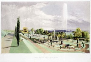 Jardin de la terrasse inférieure, Worsley Hall, pub. par Thomas McLean - E. Adveno Brooke