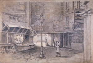 Boutique de volailler à Clare Market, Westminster, Londres, vers 1850 - E Holah