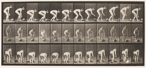 Planche 442. Se pencher et rouler une pierre par terre - Eadweard Muybridge