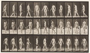 Planche 51. Marcher et se retourner, utilisant un arrosoir, 1872-1885 - Eadweard Muybridge