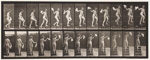 Planche 96. Monter des escaliers en regardant autour; Agitant un mouchoir