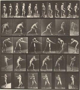 Planche numéro 521. A: Marcher. B: Monter une marche. C: Lancer un disque. D: Utiliser une pelle. E, F: Utiliser une pioche