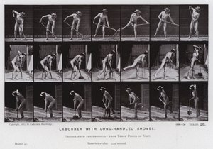 La figure humaine en mouvement : Travailleur avec une pelle à long manche (photo n/b) - Eadweard Muybridge