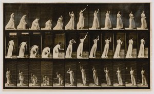 Femme ramassant un ballon et le lançant, extrait du livre Animal Locomotion - Eadweard Muybridge