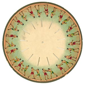Disque de zoopraxiscope montrant des hommes boxant, 1893