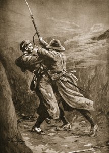 Le soldat Lavin aux prises avec un bombardier turc dans une sape britannique à la baie de Suvla, Gallipoli - Edgar Alfred Holloway