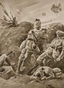 Sepoy Khudadad utilisant une mitrailleuse après que le reste de l