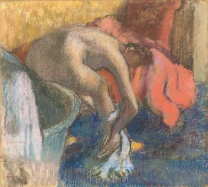 Après le bain, femme séchant sa jambe - Edgar Degas