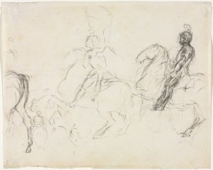 Scène de bataille avec des figures en armure à cheval (recto) - Edgar Degas