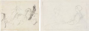 Scène de bataille avec des figures en armure à cheval (recto) Deux femmes assises (verso) - Edgar Degas