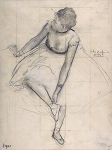Danseuse ajustant sa chaussure. Dessin par Edgar Degas (1834-1917) New York City. Metropolitan Museum of Art.