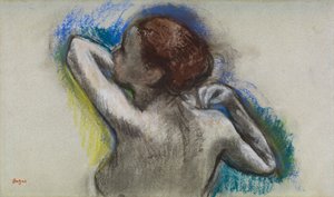 Danseuse ajustant sa bretelle, vers 1895-1900 (fusain et pastel sur papier) - Edgar Degas