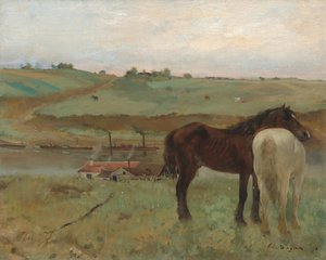 Chevaux dans un pré - Edgar Degas