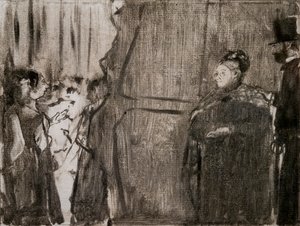 Rencontre de Ludivic Halevy et Madame Cardinal dans les coulisses. Vers 1876-1877