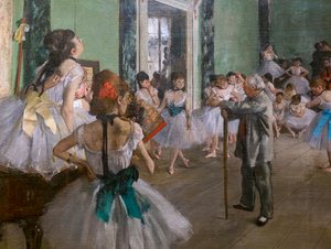 La classe de danse (détail). Commence en 1873, se termine en 1875-1876. Huile sur toile.