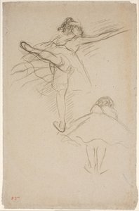 Deux études de danseuses. En haut, danseuse debout sur la jambe gauche ; en bas, danseuse penchée en avant vue de dos - Edgar Degas