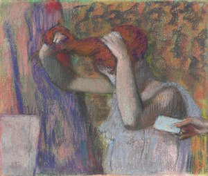 Femme se coiffant, la lettre, vers 1888-1892