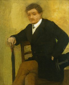Jeune homme assis avec veste et parapluie