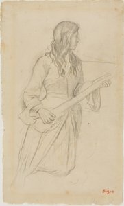 Jeune femme jouant du mandoline, étude pour le portrait de Mlle Fiocre dans le ballet "La Source"