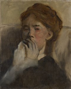 Jeune femme avec la main sur la bouche, vers 1875 - Edgar Degas