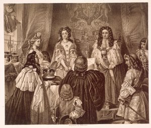 La couronne offerte à William et Mary par les Lords et les Communes à Whitehall, le 12 février