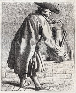 Le marchand de café - Petit métier de Paris (Études prises dans le bas Peuple, ou les Cris de Paris) - gravure par Edme Bouchardon (1698-1762)