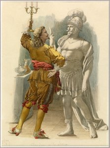 Portrait de Dom Juan et de la statue, vers 1870 (aquarelle) - Edmond Aime Florentin Geffroy